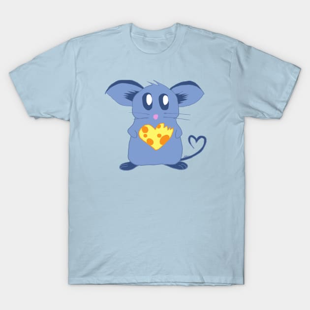 Cute Mouse With Cheese Heart T-Shirt by TintedRed